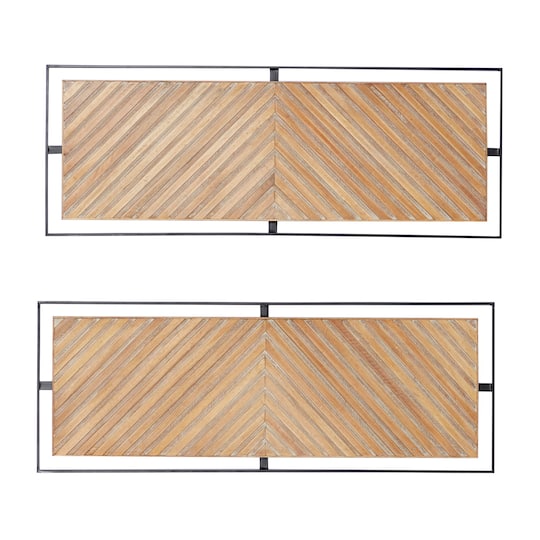 Set of 2 Brown Metal Farmhouse Wall Decor 32", 12"